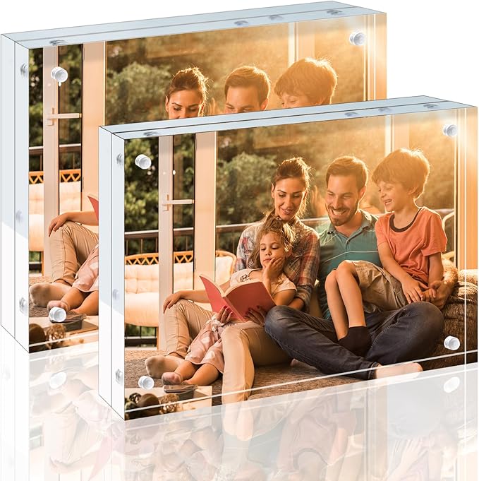 Egofine Acrylic Frames 2 Pack, 4x6 and 5x7 Combinations, 20mm Thicker Frameless by Egofine
