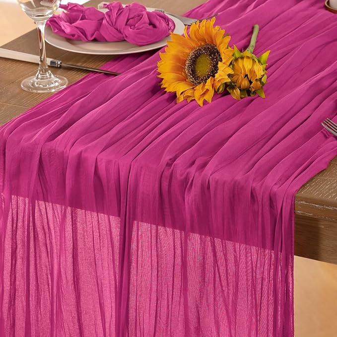 Hot Pink Cheesecloth Table Runner 4 Pack Fall Table Runners Boho Gauze 120 by DeZerlor