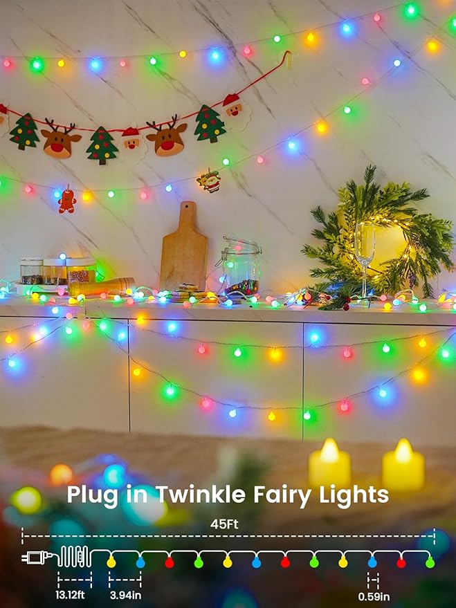46ft Smart Color Changing Christmas Lights, 100 LED RGB Globe String Lights App - Image 8