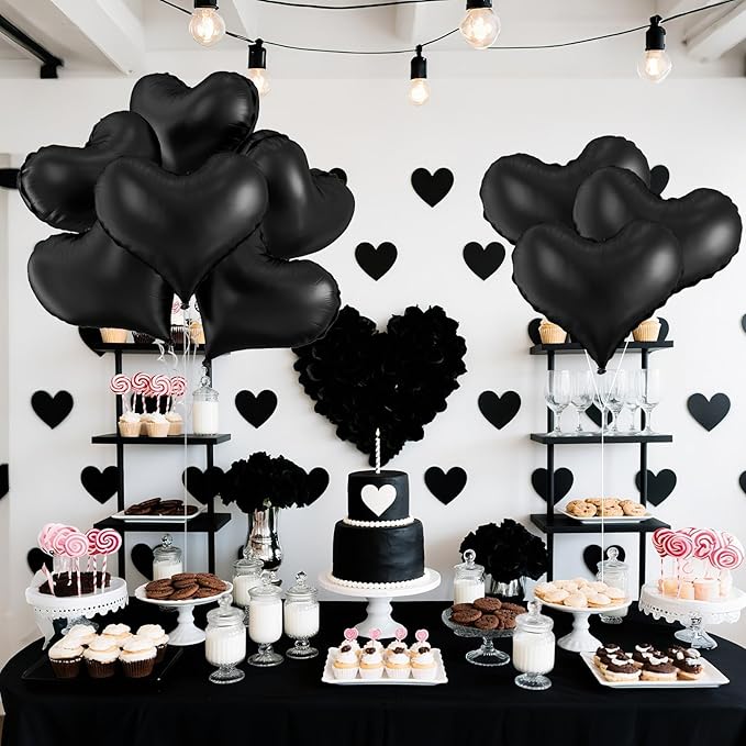 Black Heart Balloons, 24Inch Large Black Heart Foil Balloons - Image 6