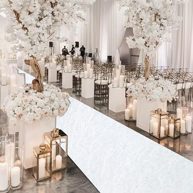 MODFUNS White Wedding Aisle Runner Outdoor Velvet Aisle Runner - Image 2