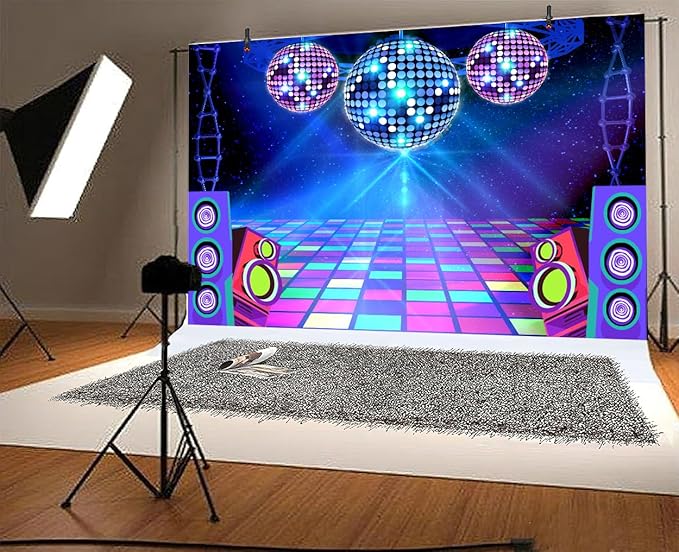 Disco Backdrop 7 x 5 ft Retro Glow Party 70s 80s 90s Theme Stage Dance - Image 4