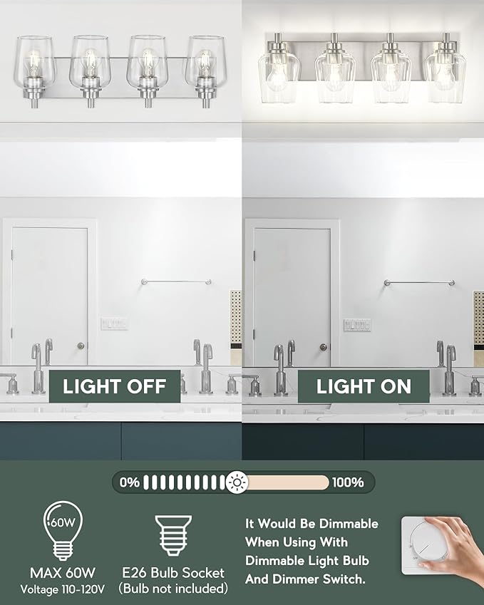 Bathroom Light Fixtures, 4-Light Modern Vanity Light - Image 6