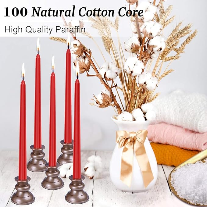 14 Pack Tall Red Taper Candles - Image 5
