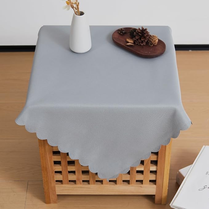 Small Square Grey Tablecloth 24 x 24 Inch Polyester Fabric Washable Table Cover - Image 2
