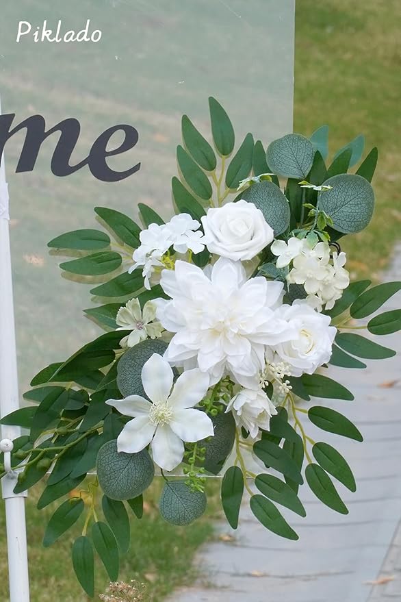 Faux Flower Swag Set of 2 for Wedding Welcome Signs Floral Swag Wedding - Image 2