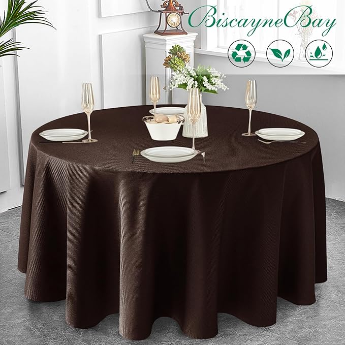 Biscaynebay Textured Fabric Round Tablecloths 108", Parties etc. Machine - Image 7