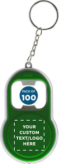 DISCOUNT PROMOS Custom Bottle Opener & LED Keychains Set of 100, Personalized by DISCOUNTPROMOS