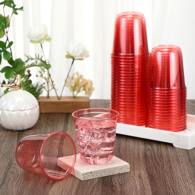 50pcs Disposable Stemless Glasses 12oz Crystal Plastic Wine Glasses Clear - Image 4