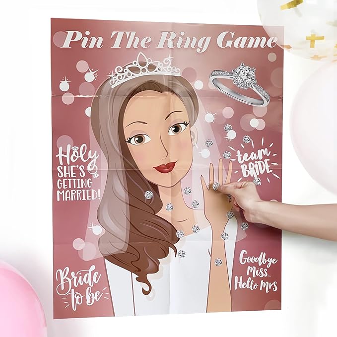 Bridal Shower Games, Pin The Ring On The Bride, Bridal Shower Engagement - Image 3