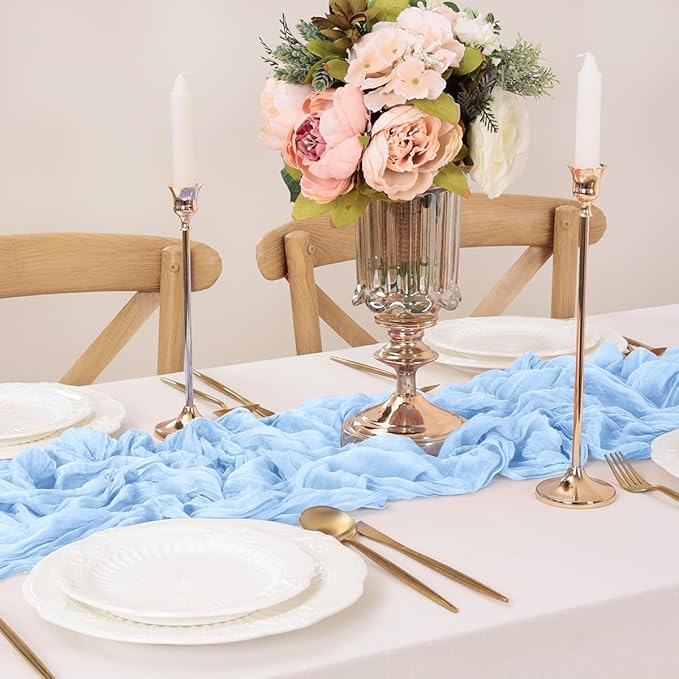 Light Blue Table Runner Cheesecloth Table Runners 4 Pack 10FT Baby Shower - Image 6