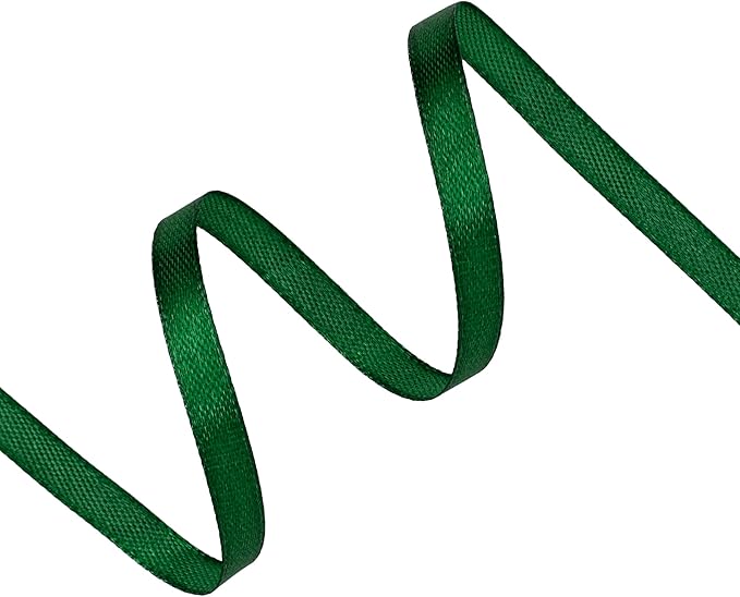 Green Satin Ribbon 1/4 inch X Continuous 25 Yards, Single Face Polyester Ribbon - Image 2