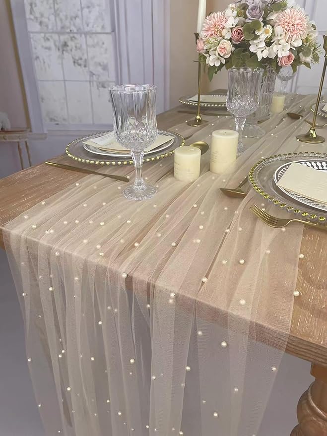 EHLDekol Pearl Table Cloth Elegant Polyester Table Runner - Image 6