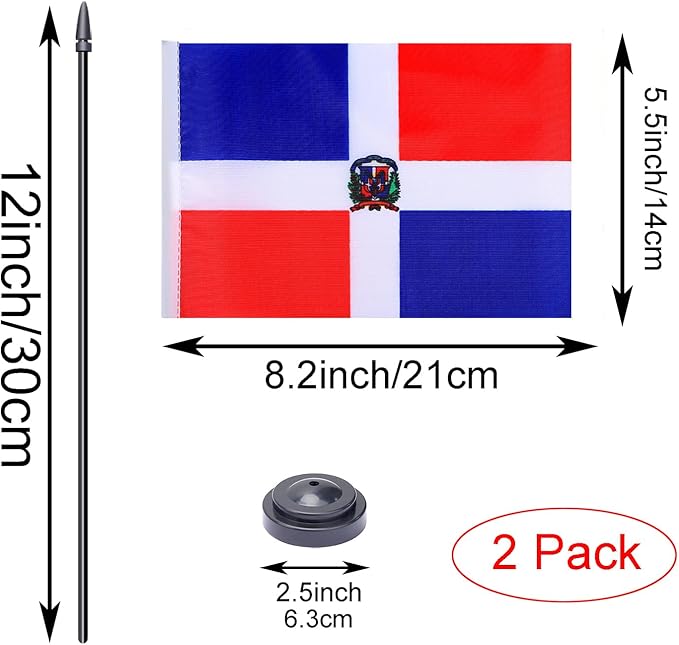 WXTWK 2 Pack Dominican Flag Dominican Deluxe Desk Flag Set - Image 2
