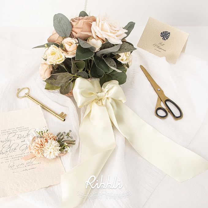 Ribbli Ivory Double Faced Satin Ribbon, 3” x Continuous 10 Yards, Use - Image 2