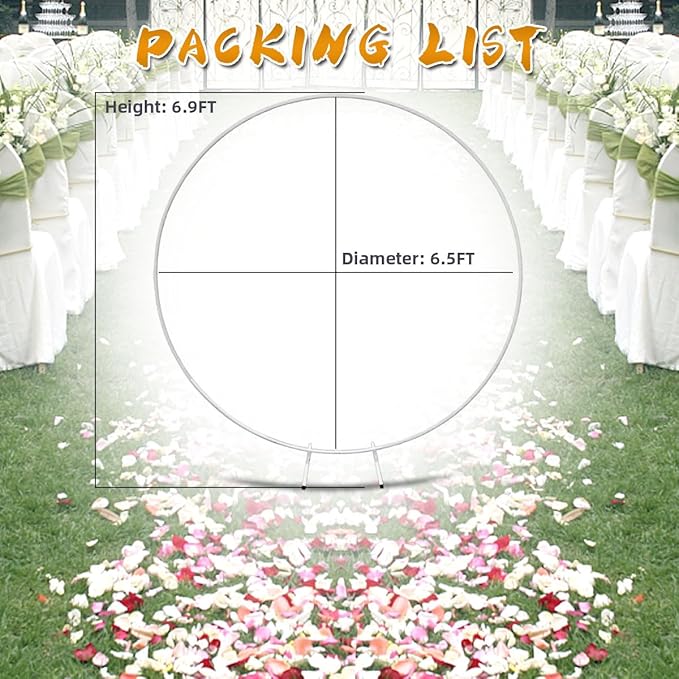 Round Backdrop Stand Circle Arch, 6.5ft White Metal Balloon Arch Kit - Image 2
