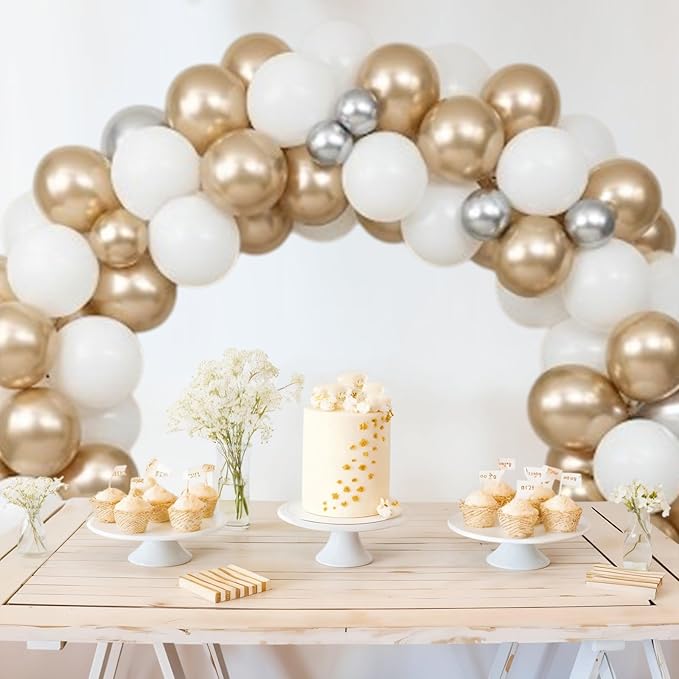 Beige White Pearl Balloons - Image 4
