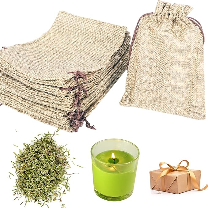 LYSXP 50PCS Burlap Bags with Drawstring，5x7 Inch Cream color Drawstring Gift - Image 3