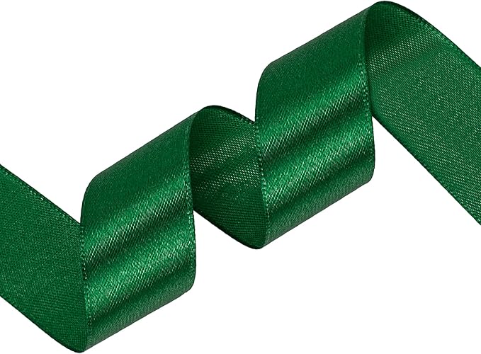 Green Satin Ribbon 1 inch X Continuous 100 Yards, Single Face Polyester Ribbon - Image 2