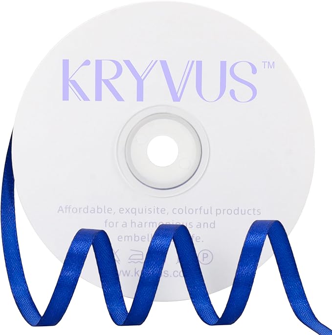 Royal Blue Satin Ribbon 1/4 inch X Continuous 50 Yards, Single Face Polyester by Kryvusribbon