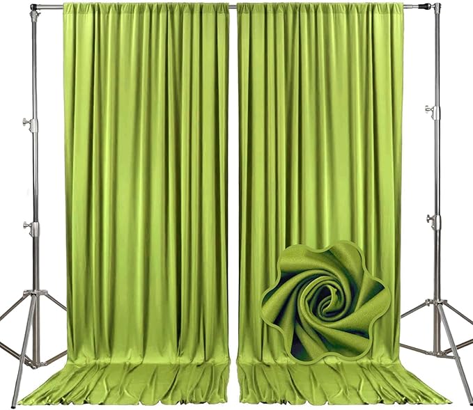 10ft x 10ft Olive Green Backdrop Curtains by Tisspoms