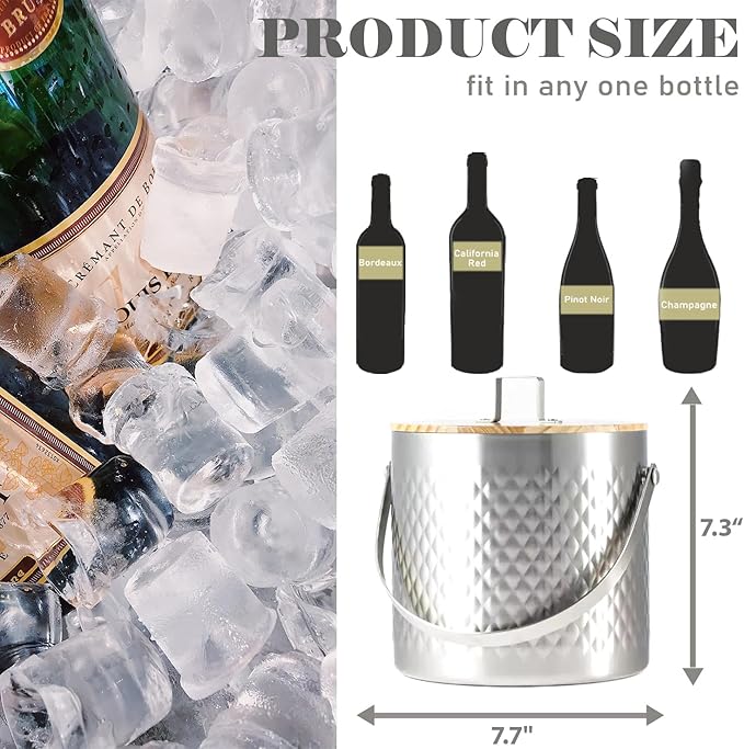 Stainless Steel Hammered Insulated Ice Bucket - Image 4