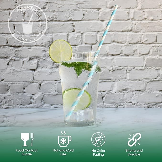 Aqua Paper Straws 10 Inch Extra Long - Image 2