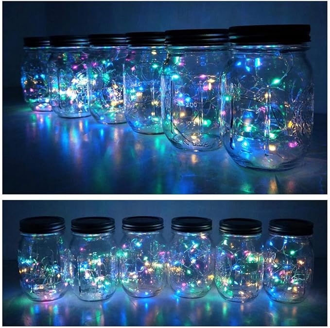 Decorman Solar Mason Jar Lid Lights, 6 Pack 20 LED Waterproof String Fairy Star - Image 6