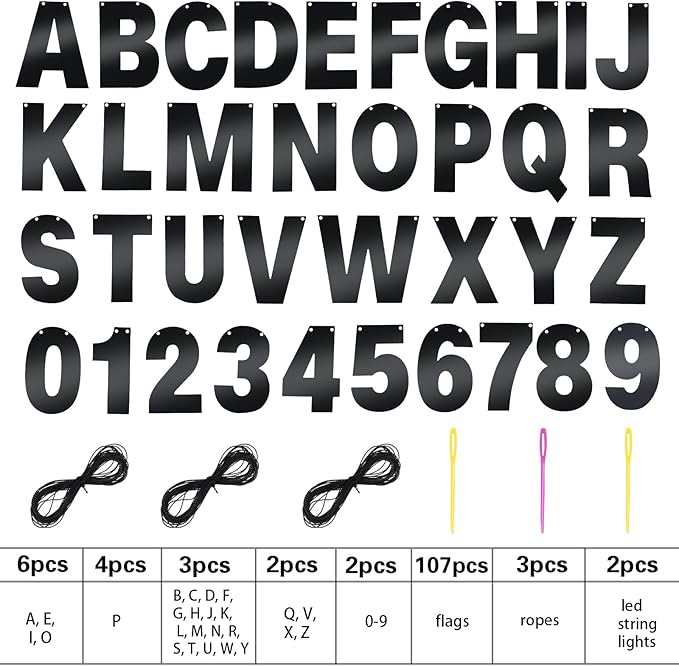 TaoBary 112 Pcs DIY Letter Custom Banner Glitter Customizable Banner Kit - Image 3