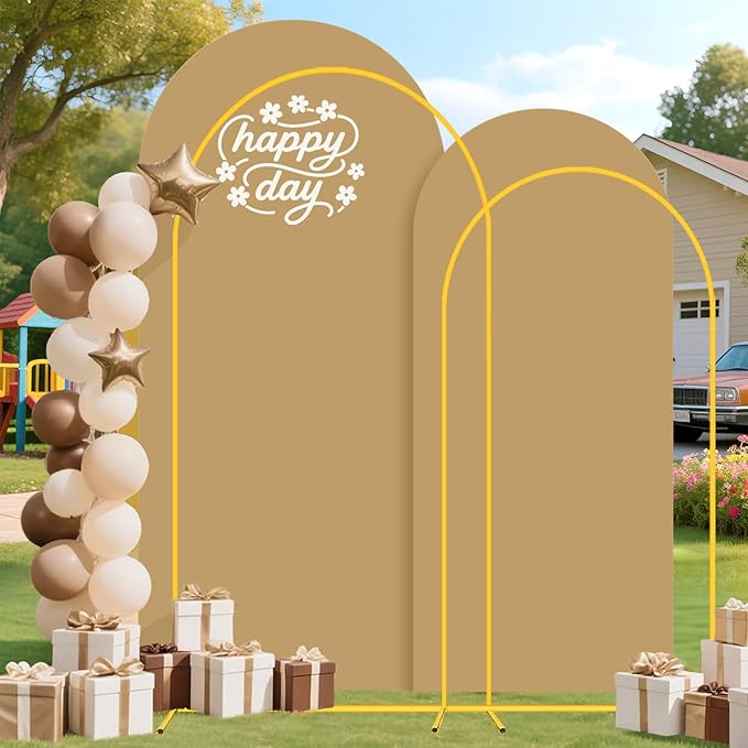 Wedding Arch Backdrop Stand and Brown Arch Cover Set 7.2FT/6FT Party Backdrop - Image 4