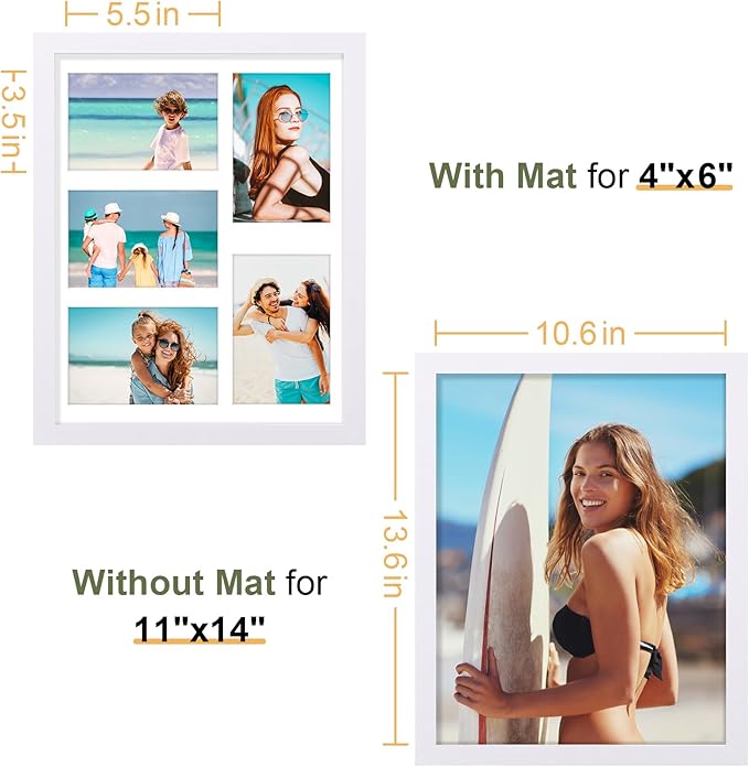 Vittanly 11x14 Collage Picture Frame, Displays 5Pcs 4x6 Pictures - Image 6
