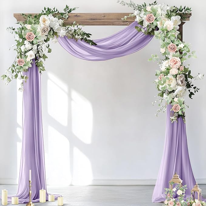Socomi Wedding Arch Draping Fabric 1 Panel 29" x 19Ft Lavender Purple Sheer by Socomi