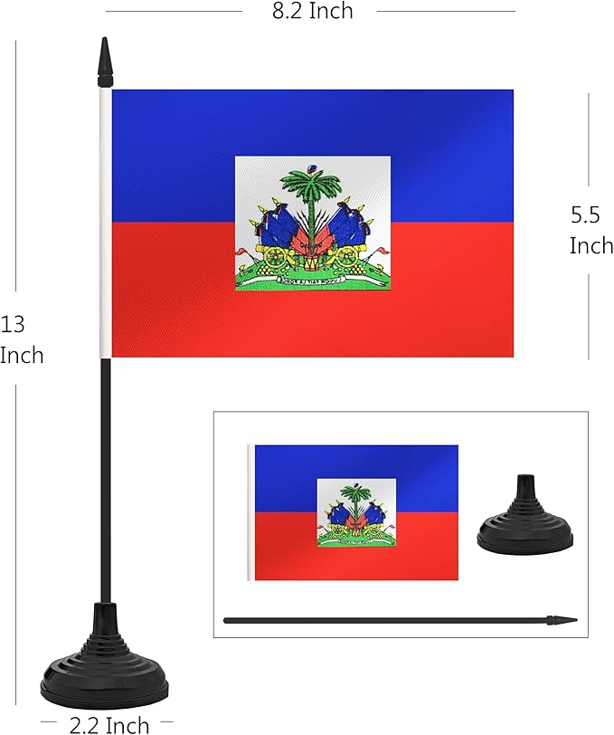 12 Pack Haiti Desk Flag Set, Haitian Table Office Flag, Small Miniature Desktop - Image 2