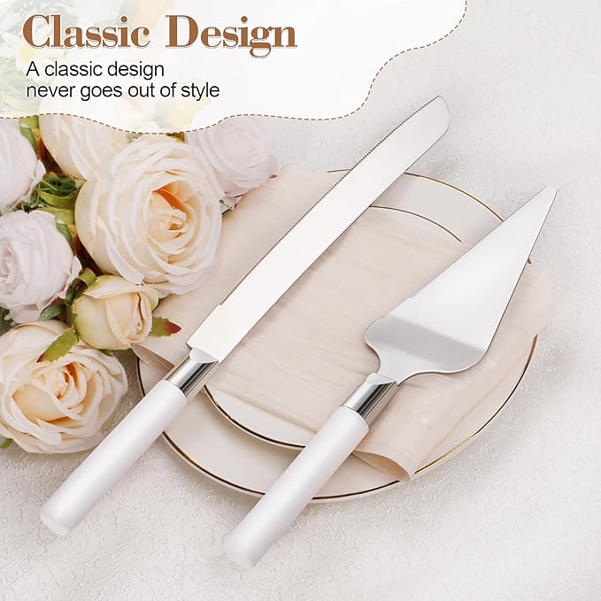 Cake Cutting Set for Wedding, Wood Cake Knife and Server Set, Vintage 2-Piece - Image 4