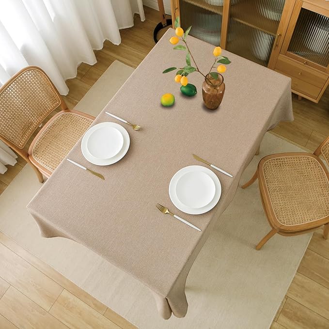 NLMUVW Linen Table Cloth Rectangle 6ft, Burlap Tablecloth Rectangular Tan - Image 7