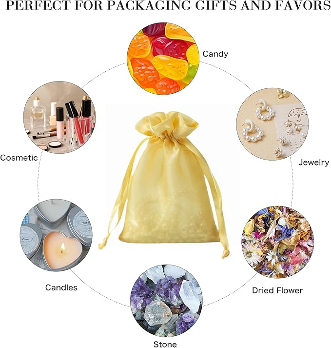 QIANF 20 Pcs Gold Small Organza Bags 6X9 inch - Image 5