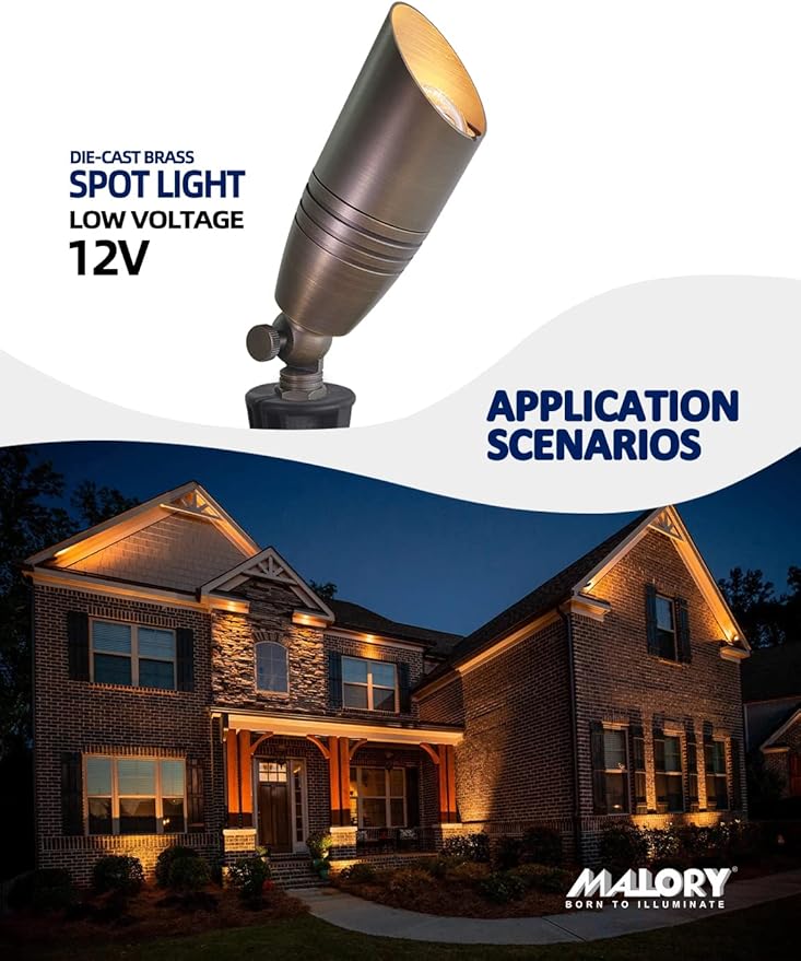 MALORY Brass Landscape Spotlights 6-Pack - Image 2