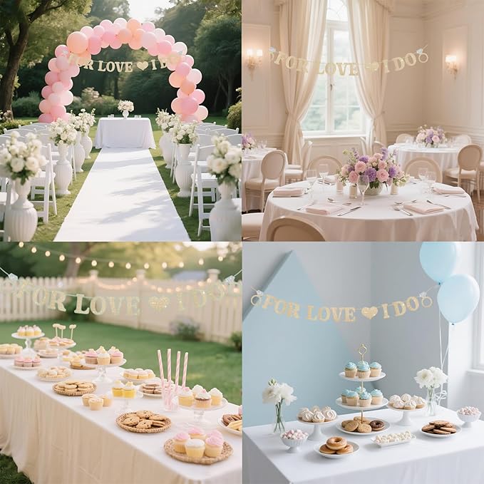 Wedding Decorations for Reception, Pre-Strung Bridal Shower Banner, Glitter For - Image 5