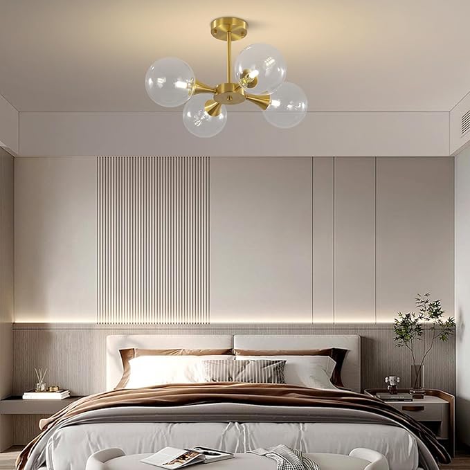 KCO Lighting 4-Lights Modern Globe Semi Flush Mount Ceiling Light Mid Century - Image 6