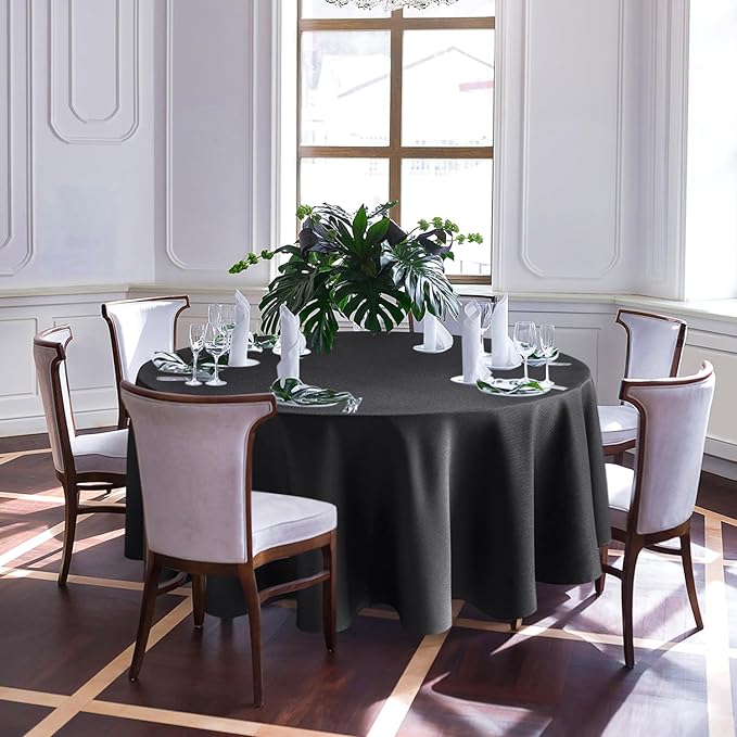Biscaynebay Textured Fabric Round Tablecloths 90", Wedding & Parties - Image 2