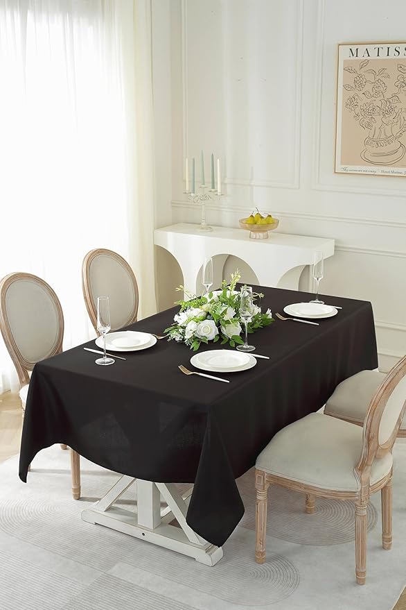 Craft And Party Rectangle Tablecloth, 60 x 102 Inch Black, 6ft Washable - Image 5