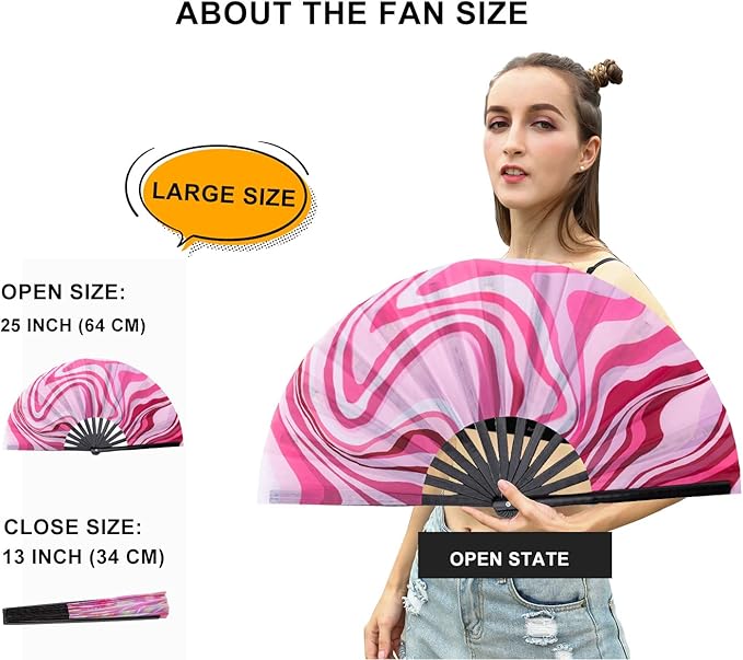 Amajiji Large Folding Hand Rave Fan Popping Fan - Image 2