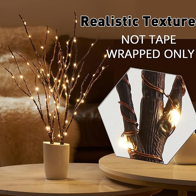 Fudios Lighted Branches with Timer 70 LED Fairy Lights 18in Battery Operated - Image 2