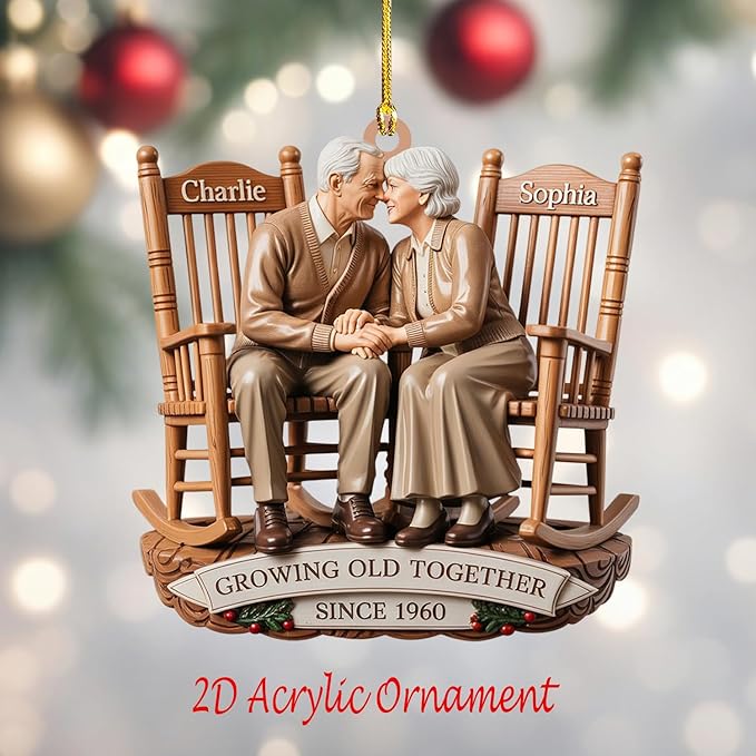 Love Signal Growing Old Together Christmas Ornament, Personalized Couple - Image 3