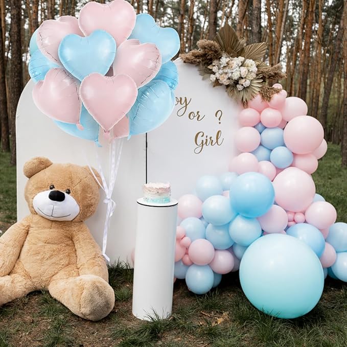 TONIFUL 15Pcs 18 Inch Heart Balloons Pastel Pink Blue Heart Shape Foil Mylar - Image 3