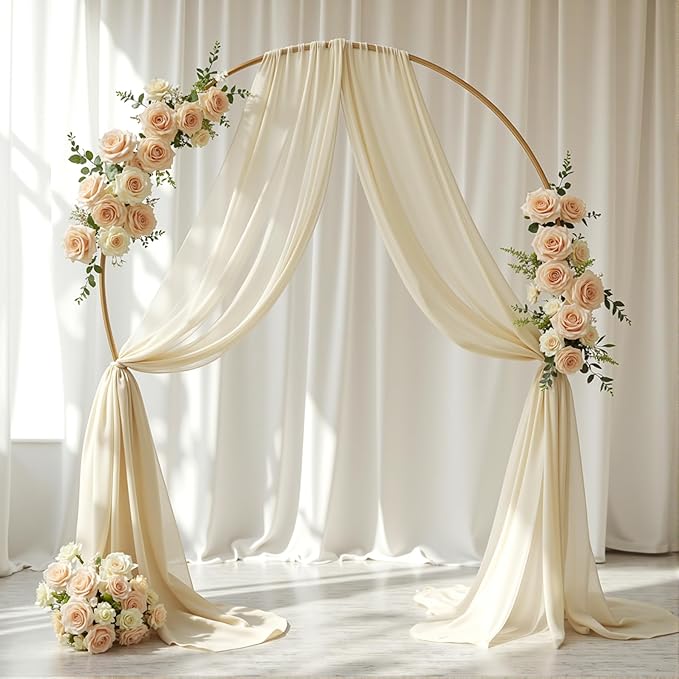 Wedding Arch Draping Fabric 1 Panel 18Ft Nude Sheer Chiffon Curtain Drapes 6 - Image 8