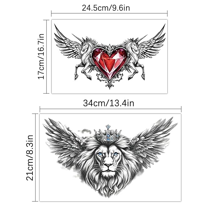 Yazhiji 13 Sheet Large Chest Underboob Temporary Tattoos - Image 9
