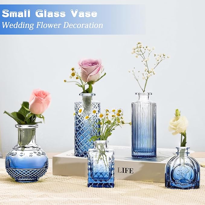 Bud Vases Set of 24, Gradient Blue Vintage Small Vases - Image 4