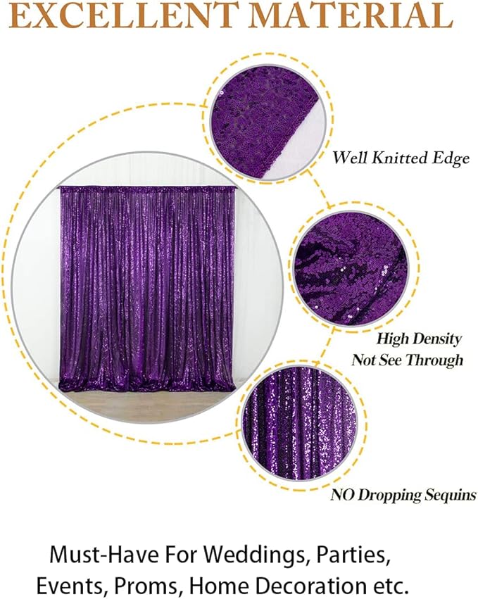 ShinyBeauty Purple Sequin Backdrop-Curtain 4FTx8FT, Photography & Photo Booth - Image 8