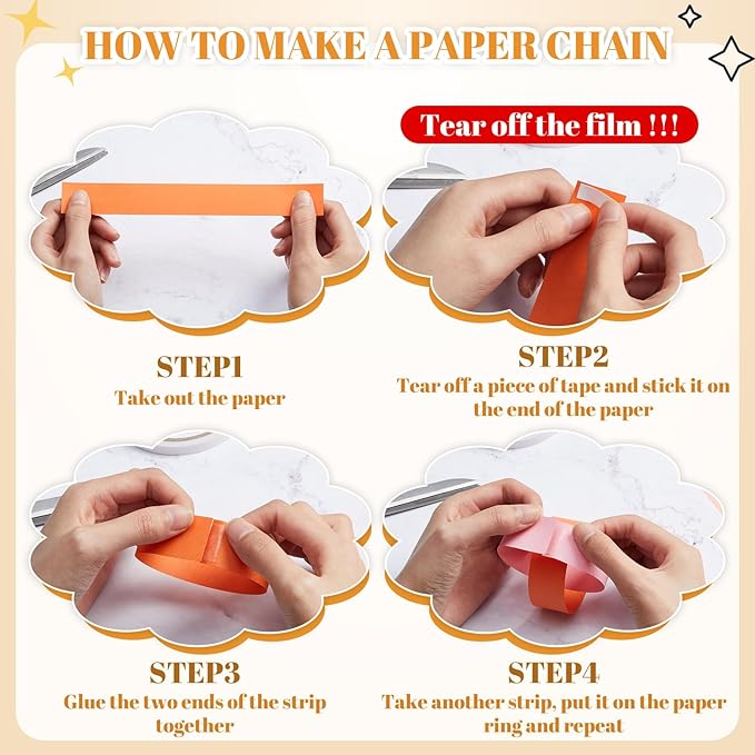 Lincia 600 Sheet Halloween Paper Chain Garland, Construction DIY Crafts Chain - Image 4